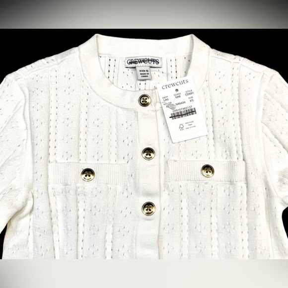 NWT J. Crew Crewcuts Girls' Pointelle-Knit Cardigan in Ivory, Size XS (4-5) - Picture 5 of 9